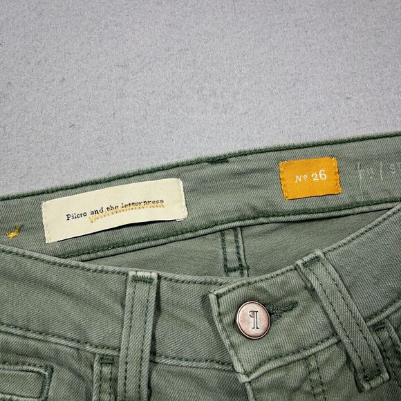 Anthro Pilcro and the Letter‎ Press Size 26 Denim Pants Ankle Straight Leg Green - Picture 7 of 11